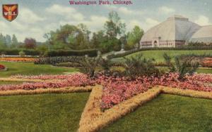Washington Park, Conservatory and Flower Beds, ca. 1910